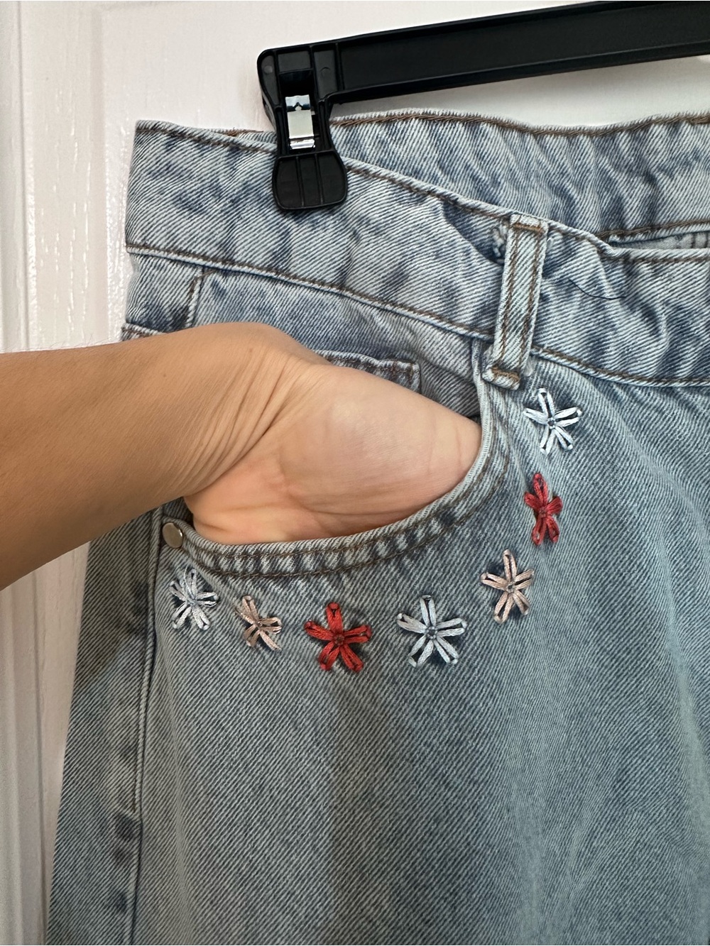 Made in Turkey Embroidered Wide Leg Jeans 100% Cotton Size 40( US 10) - Picture 4 of 7